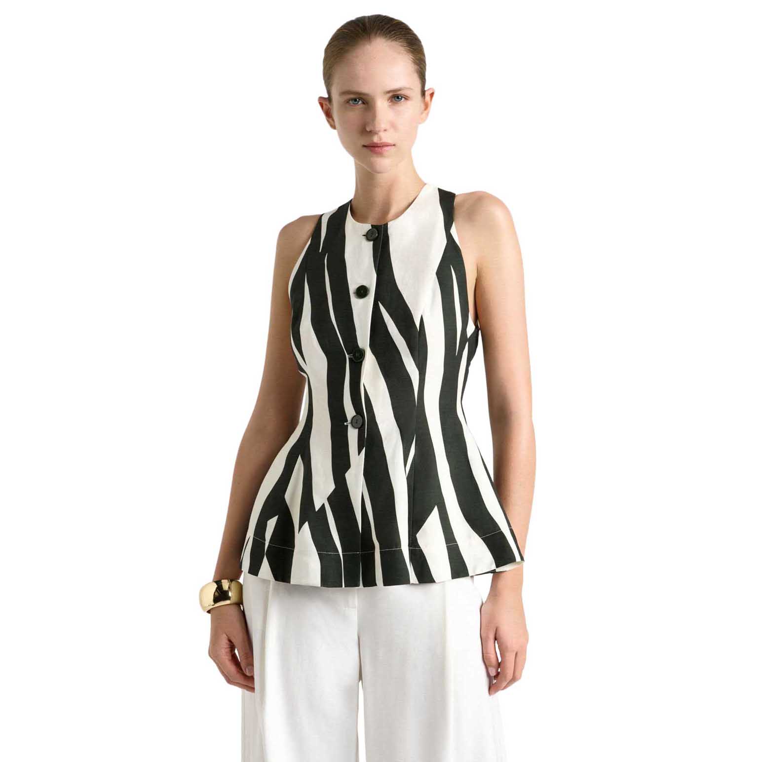 Cue Broken Stripe Peplum Top
